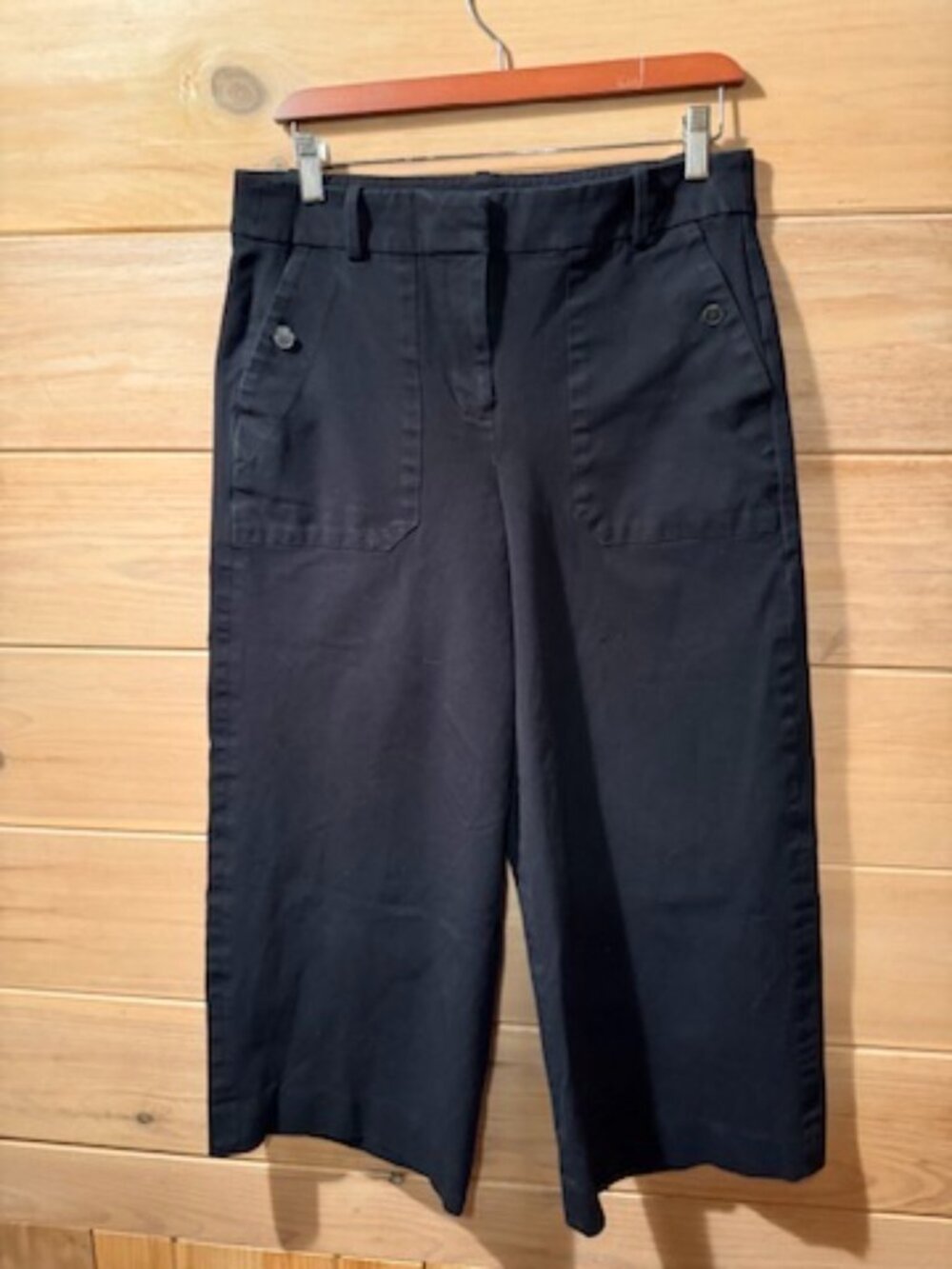 J.Crew Black Cropped Wide Leg Ankle-Length Utility Pants Size 10